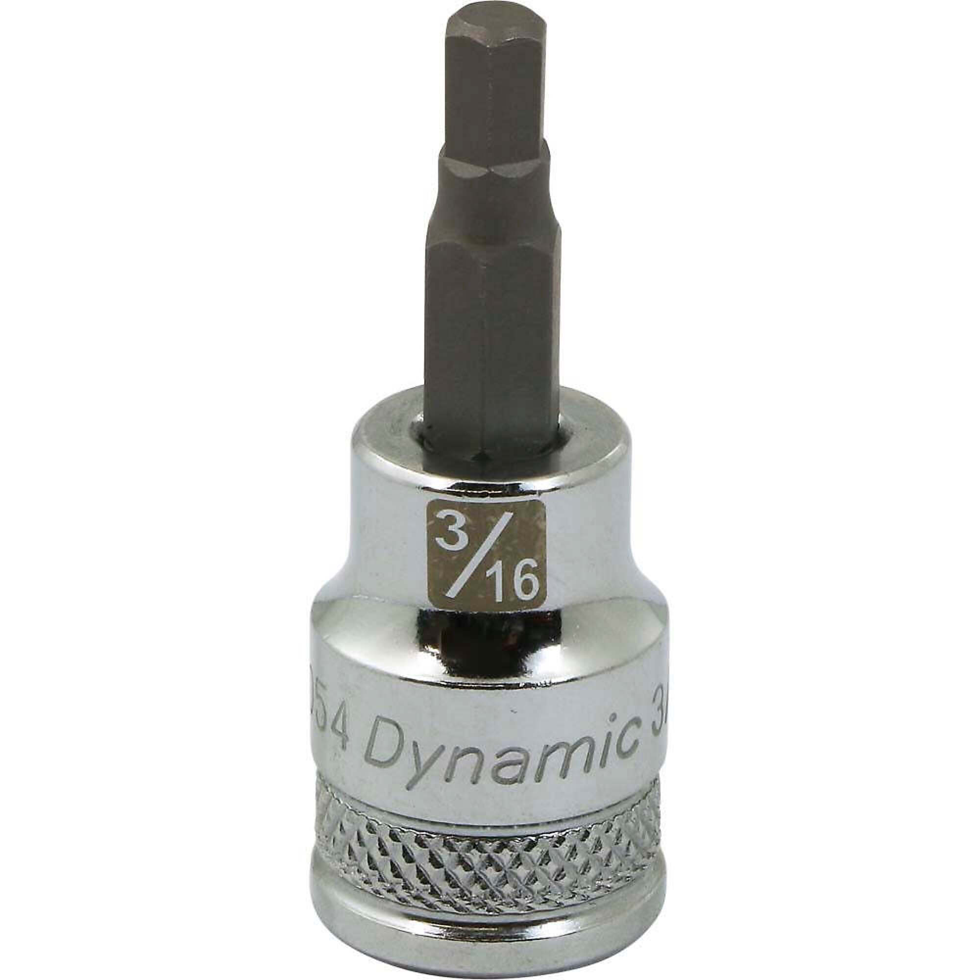 Dynamic Tools 3/8" Drive SAE Hex Head, 3/16" Bit Standard Length, Chrome Finish Socket
